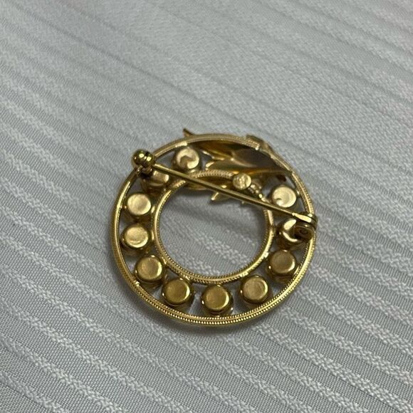 Vintage DeC Brooch 1/20 14k Gold Filled Rhinestone Brooch - Picture 5 of 6